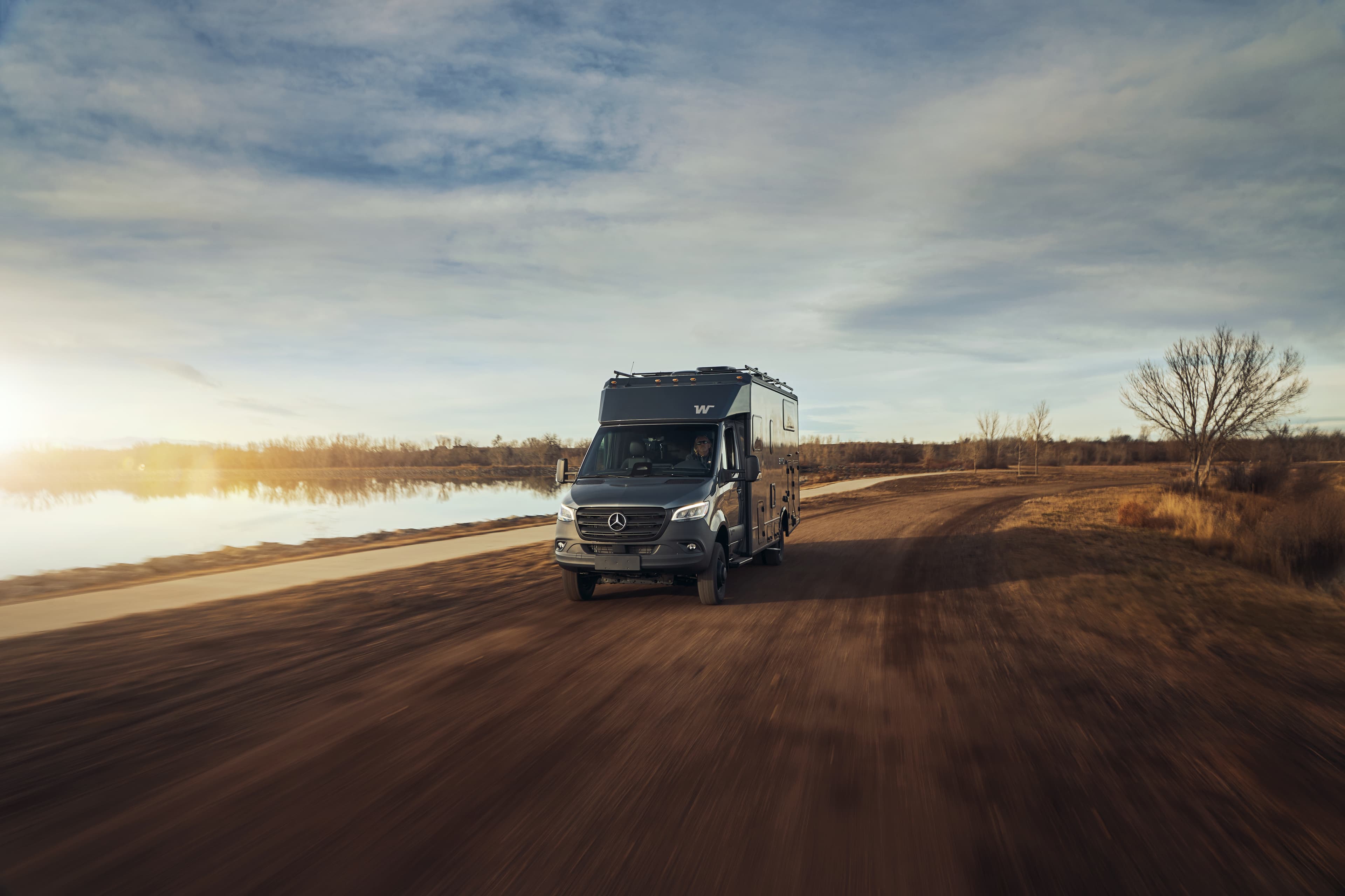 Winnebago EKKO adventure van shown from the front exterior.